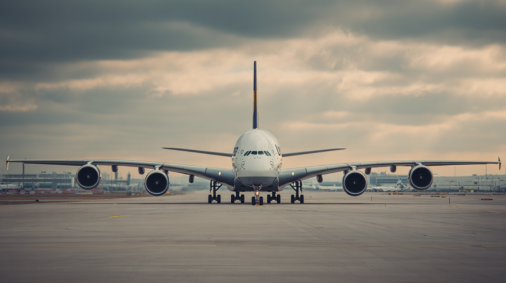 Lufthansa A380 in aeroporto con nuova business class Allegris